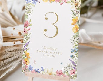 Garden Floral Table numbers or Table Names | Any Colour Font | Colourful Watercolour A5 double sided cards