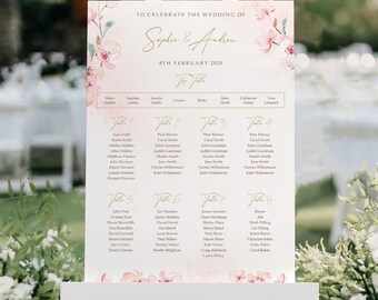 Cherry Blossom Wedding Seating Chart, A1, A2 Personalised Wedding Table Plan, Wedding Decor, Table Planner, Seating Chart Sign