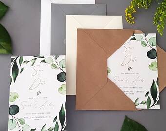 Botanical Save the Dates Cards With Envelopes - Or Change of Date Cards - Any Colour or Message - Save the Date Wedding Card