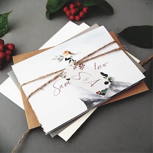 Conjunto de convites para casamento de inverno - Convites de casamento de luxo personalizados com envelopes - Convites de casamento de luxo de Natal