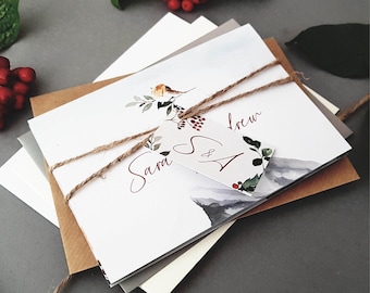 Winter Wedding Invitation Set  - Personalised Luxury Wedding Invites With Envelopes - Christmas Luxury Wedding Invites