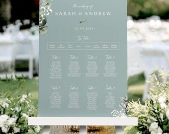 Baby's Breath Gypsophila Greenery Wedding Seating Chart, A1, A2 or A3 Personalised Table Plan, Wedding Decor, Table Planner, Sign