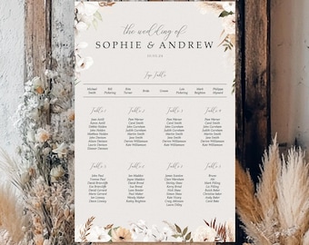 Boho Wedding Seating Chart, A1, A2 Personalised Wedding Table Plan, Wedding Decor, Wedding Gift, Table Planner, Seating Chart Sign