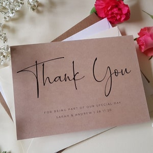 Kraft Hochzeit Dankeskarten mit Umschlägen - Jede Dankesnachricht oder Hochzeitsgeschenknachricht