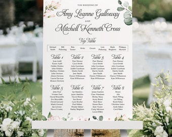 Blush Floral Wedding Seating Chart, A1, A2 Personalised Wedding Table Plan, Wedding Decor, Table Planner, Seating Chart Sign