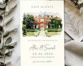 DIGITAL Venue Save the Date Card, E-Invite Watercolour Wedding Save the Dates, Sketch Illustration Painting Drawing