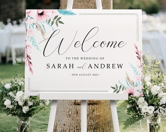 Blush Blue Wedding Welcome Sign, A1, A2 Personalised Wedding Signs, Wedding Decor, Wedding Gift, Welcome Wedding Board