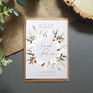 Boho Save the Date-kaarten of bewaar de avond of het weekend met enveloppen - Save the Dates-huwelijksaankondiging