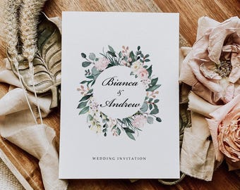 Wild Floral Wedding Invitation Set or Evening Invitation, Reception Invites Including Envelopes, A6 Flat Card Wedding Invites