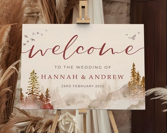 Autumn Forest Wedding Welcome Sign, A1, A2 Personalised Wedding Signs, Wedding Decor, Wedding Gift, Welcome Wedding Board