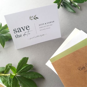 Greenery Save the Date Cards or Save the Evening or Weekend With Envelopes - Save the Dates Wedding Announcement