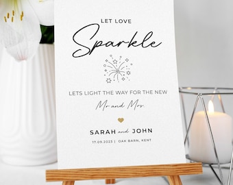 Wedding Sign - Sparkler on A3, A4 or A5 Printed on Card and Personalised