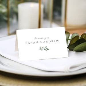 Greenery Wedding Place Cards Guest Name Printing Included Menu Choices Wedding Place Settings Any Colour Font Name Place Cards image 4