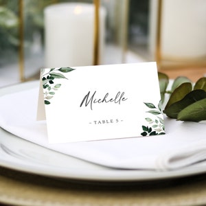 Greenery Wedding Place Cards Guest Name Printing Included Menu Choices Wedding Place Settings Any Colour Font Name Place Cards image 2