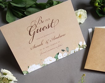 Rustic Fairytale Floral Save the Date Cards or Save the Evening or Weekend With Envelopes - Be our Guest Save the Dates