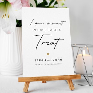 Trouwbord - Love Is Sweet op A3, A4 of A5, gedrukt op kaart en gepersonaliseerd