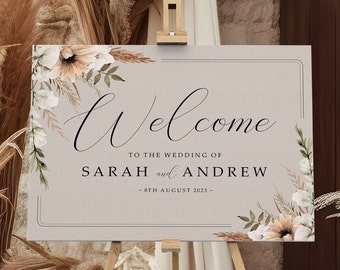 Boho Wedding Welcome Sign, A1, A2 Personalised Wedding Signs, Wedding Decor, Wedding Gift, Welcome Wedding Board