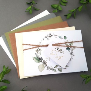 Eucalyptus Wedding Invitation Set  - Greenery Concertina Trifold Luxury Wedding Invites With Tags, Rustic Twine & Envelopes