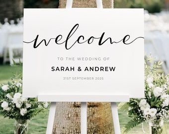 Black Wedding Welcome Sign in Any Colour, A1, A2 Personalised Wedding Signs, Wedding Decor, Welcome Wedding Board, Script Wedding Sign
