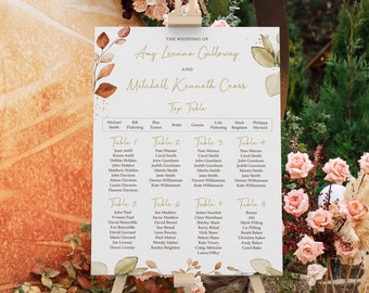 Autumn Eucalyptus Wedding Seating Chart, A1, A2 Personalised Wedding Table Plan, Wedding Decor, Wedding Gift, Table Planner,