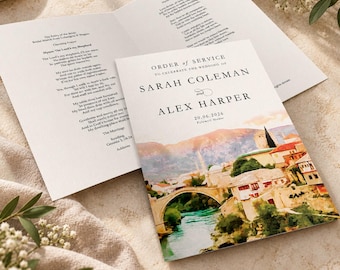 Watercolor Venue Wedding Order of Service | Personalised A4/A5 Program