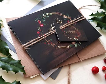 Winter Wedding Invitation  - Personalised Wedding Invites With Personalised Tags, Rustic Twine and Choice of Envelopes - Christmas Wedding