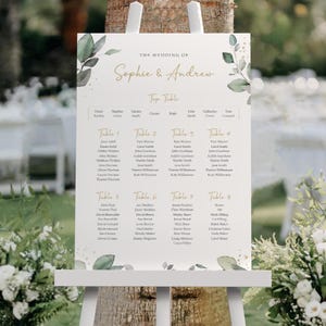 Eucalyptus Wedding Seating Chart, A1, A2 Personalised Wedding Table Plan, Wedding Decor, Table Planner, Seating Chart Sign