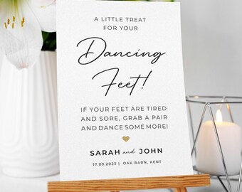 Wedding Sign - Dancing Feet Flip Flops on A3, A4 or A5 Printed on Card and Personalised