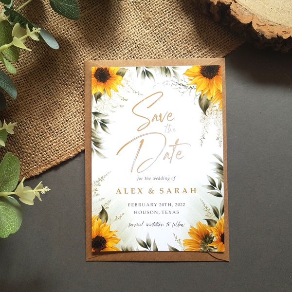 Sunflower Save the Date - Etsy
