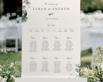 Baby's Breath Gypsophila Wedding Seating Chart, A1, A2 or A3 Personalised Table Plan, Wedding Decor, Table Planner, Sign, Greenery