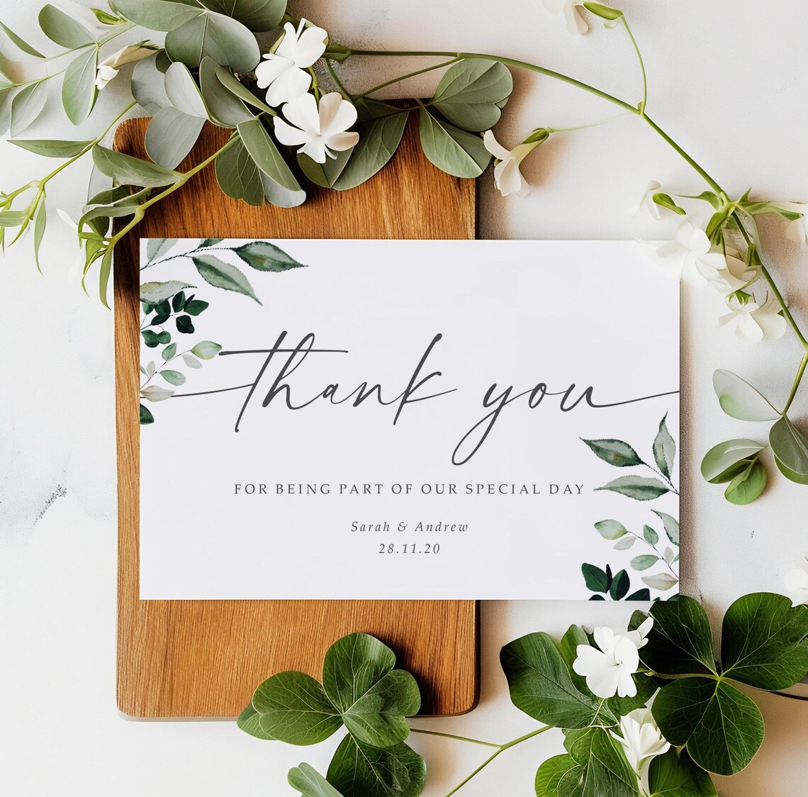 Greenery Wedding Thank You Cards With Envelopes - Any Thank You Message ...