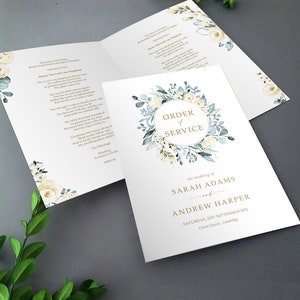 Blaugold-Orden für Hochzeiten | Grünes Tagebuch | A4 gefaltet auf A5 Hochzeitsprogrammen oder Heften