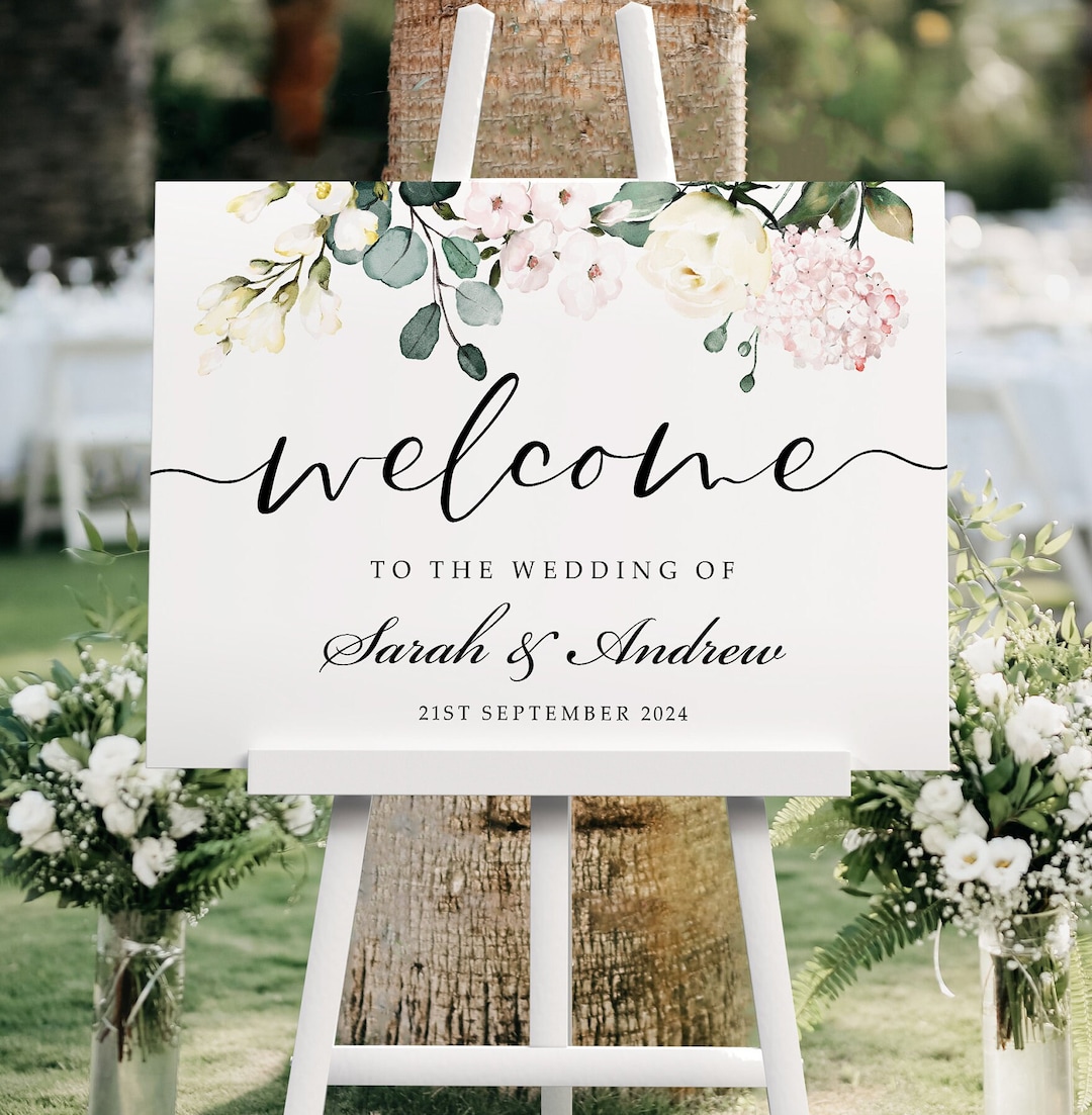 Wild Flower Wedding Welcome Sign, A1, A2 Personalised Wedding