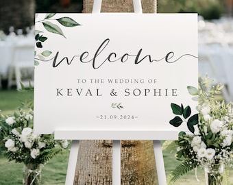 Greenery Wedding Welcome Sign, A1, A2 Personalised Wedding Signs, Wedding Decor, Wedding Gift, Welcome Wedding Board, Eucalyptus
