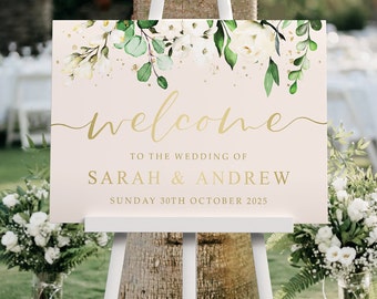 White Gold Wedding Welcome Sign, A1, A2 Personalised Wedding Signs, Wedding Decor, Wedding Gift, Welcome Wedding Board, Wedding Sign