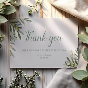 Cartões de agradecimento de casamento de azeitona com envelopes - Qualquer mensagem de agradecimento ou mensagem de lembrança de casamento