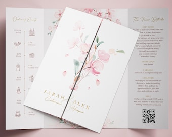 Cherry Blossom Wedding Invitations with FREE envelopes |  Gatefold Wedding Invites Set