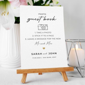Trouwbord - gastenboek Take A Photo op A3, A4 of A5, gedrukt op kaart en gepersonaliseerd
