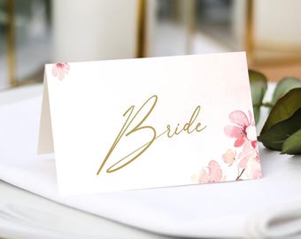 Cherry Blossom Place Card, Floral Place Cards, Place Settings, Place Names, Table Settings, Seating, Table Decor, Guest Names & Menu Choices