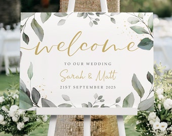 Eucalyptus Botanical Wedding Welcome Sign, A1, A2 Personalised Wedding Signs, Wedding Decor, Wedding Gift, Welcome Wedding Board