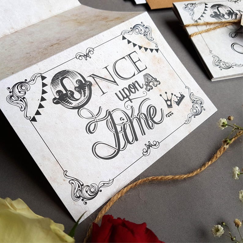 Fairytale Wedding Invitation Set , Concertina Wedding Invites - Rustic Storybook Disney Wedding Invites With Envelopes image 2
