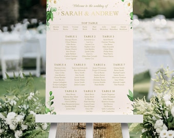 White Gold Wedding Seating Chart, A1, A2 Personalised Wedding Table Plan, Wedding Decor, Wedding Gift, Table Planner, Seating Chart Sign