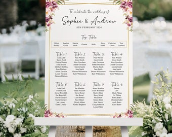 Blush Gold Wedding Seating Chart, A1, A2 Personalised Wedding Table Plan, Wedding Decor, Wedding Gift, Table Planner, Seating Chart Sign