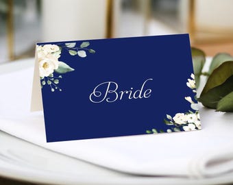 Blue White Floral Place Cards, Place Cards, Place Settings, Place Names, Table Settings, Seating, Table Decor, Guest Names & Menu Choices