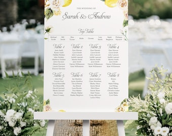 Lemon Wedding Seating Chart, A1, A2 Personalised Wedding Table Plan, Wedding Decor, Table Planner, Seating Chart Sign