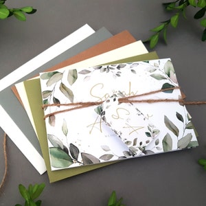 Eucalyptus Wedding Invitation Set  - Greenery Luxury Concertina Trifold Invites With Personalised Tags, Rustic Twine & Choice of Envelopes