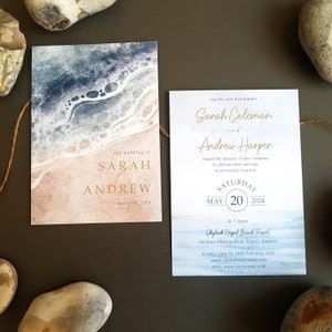 Beach Wedding Invitation Set or Evening Invitation, Reception Invites Including Envelopes, A6 Flat Card Destination Wedding Invites