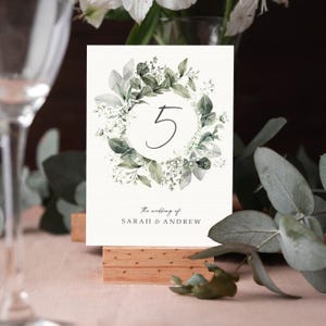 Schleierkraut Tischnummern oder Tischnamen | Beliebige Farbe Schriftart |  Schleierkraut A5 doppelseitige Karten | Hochzeiten | Dinner oder Gala Anlass