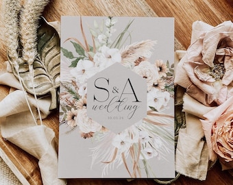 Boho Wedding Invitation Set or Evening Invitation, Reception Invites Including Envelopes, A6 Flat Card Wedding Invites