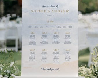 Beach Wedding Seating Chart, A1, A2 Personalised Wedding Table Plan, Wedding Decor, Table Planner, Seating Chart Sign
